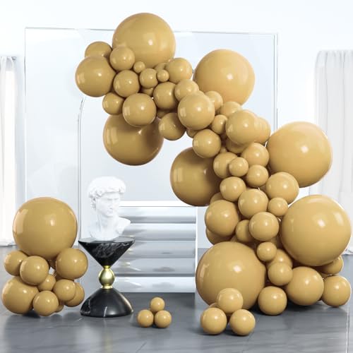 Image of PartyWoo Tan Balloons 100 pcs Different Sizes of 18 12 10 5 Inch Light Brown Neutral Boho Coffee Balloon Arch Kit Garland for Wedding Baby Shower Safari Woodland Birthday Party Decorations Tan-F19
