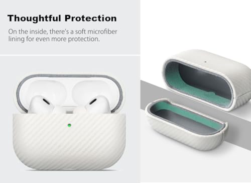 Image of Haobobro Leather Case - for AirPods Pro 3 Case Cover - Selected Skin-Friendly Leather, with Carbon Fibre Texture, Handmade Drop Protective Hard Cover for AirPods Pro 3rd Generation Earbuds - Blue