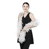 Ws&Wt 80g Turkey Chandelle Feather Boa for Women Costume Accessory Dress up Party Favors - White...