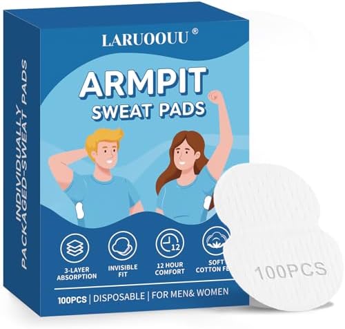 Armpit Sweat Pads for Women and men, Underarm Sweat Pads can Easily Absorb Sweat and Neutralize Odors, Individually Packaged Sweat Pads for Under Arms Stay Confident (100 Count (Pack of 1))