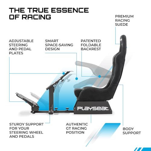 Image of Playseat Evolution Sim Racing Cockpit | Comfortable & Adjustable | Compatible with All Steering Wheels & Pedals on The Market | Supports PC & Console | Racing Suede Edition
