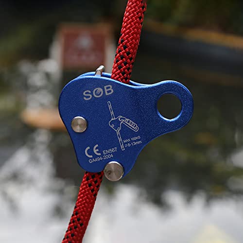 Image of TRIWONDER Climbing Ascender Fall Protection Aluminum Alloy Belay Device Self-Locking Grip Clamp Fit Rope 8-13mm for Outdoor Climbing (Black)