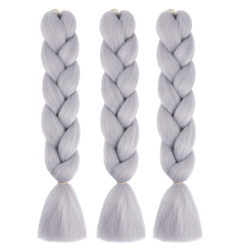 BALINGHAIR Braiding Hair Extensions Light Grey Braids Hair Hot Water Setting (A39-3Packs)