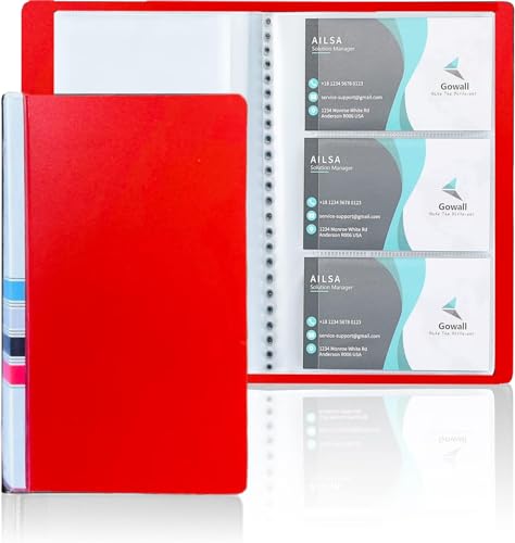 Image of Business Card Holder, Holds Business /Visiting /Debit /Name Id Card Book Case Organizer Slots (Pack of 1) (Red, 120 Pocket)