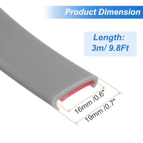 Image of uxcell U-Shape Edge Banding, 9.8ft x 16mm TPE Self-Adhesive Veneer Edging, Plywood Edge Trim Flexible Furniture Edge Protector for Countertop Cabinet Shelf Repair Restoration (Grey)