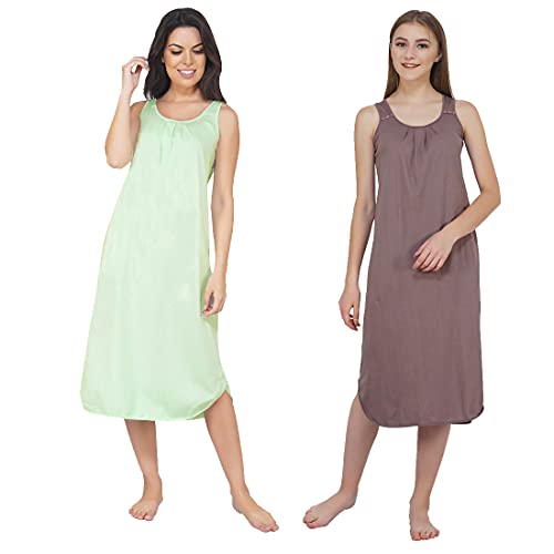 Image of BLAZON Women's Cotton Hosiery Solid Maxi Nighty Slip (Pack of 2) Available Sizes: S, M, L, XL, 2XL, 3XL, 4XL, 5XL