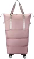 Maleta De Viagem Com Rodinhas Impermeável Consegue 4 Tamanhos Expansível Leve Compartimento Úmido Para Banheiro Organizador Para Homem Mulher(Rosa)