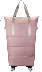 Maleta De Viagem Com Rodinhas Impermeável Consegue 4 Tamanhos Expansível Leve Compartimento Úmido Para Banheiro Organizador Para Homem Mulher(Rosa)