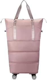 Maleta De Viagem Com Rodinhas Impermeável Consegue 4 Tamanhos Expansível Leve Compartimento Úmido Para Banheiro Organizador Para Homem Mulher(Rosa)