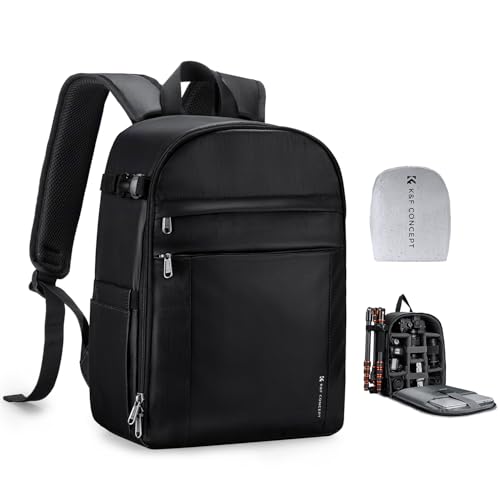 K&F CONCEPT Kamerarucksack Fotorucksack Kompakt & Leicht mit Regenschutz, Camera Backpack für Spiegelreflex DSLR SLR Stativ, Kameratasche für Fotografie...