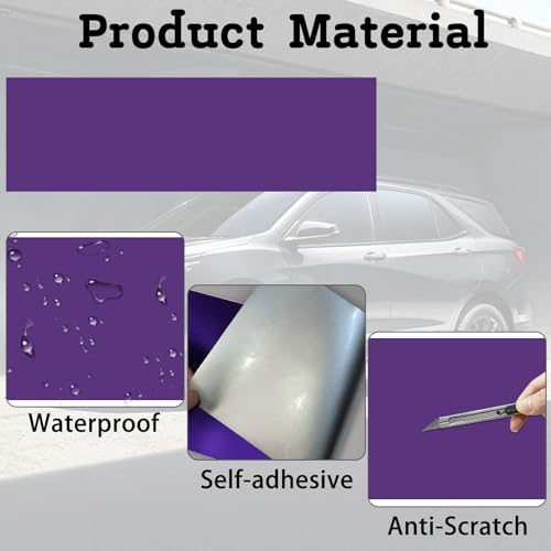 Image of QianBao Compatible with 11.8 inch x 4 inch Chevy Bowtie Emblem Wrap Kit with Spatula and Cutter 3 Pcs Universal Logo Overlay Purple