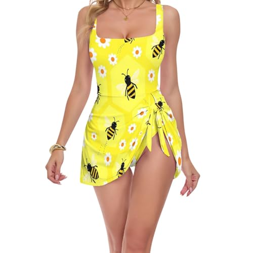 Maillot de bain One Piecing femme grande taille jupe bretelles amovibles élastique