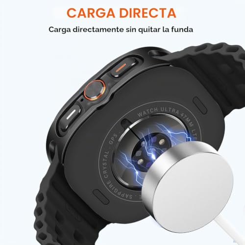 Funda para Galaxy Watch Ultra 47mm con protector de metal negro y blanco 5
