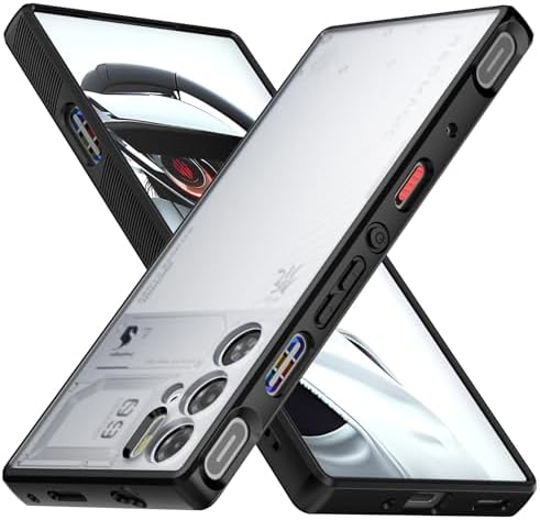 Foluu Slim Fit Case for ZTE Nubia Red Magic 9 Pro/9S Pro, Translucent Matte Hard PC Back & Soft TPU Bumper Protective Shockproof Case - Black