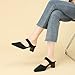 Women’s Knitted Pointed Toe Chunky Heel Mules Fashion Backless Slip On Breathable Heeled Sandals Daily Office Dress Pumps (Black,8.5)