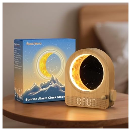 Sunrise Alarm Clock, White Noise Machine & Meteor Moonlight - 10 Soothing Sounds, Dual Alarms, 30/60/90min Timer, Easy Snooze - Bedroom Gift for Insomnia Adults/Women - Wood