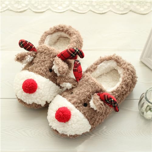 Womens Cartoon Indoor Warm Fleece Slippers Winter Soft Cozy Home Booties Non Slip Plush Slip on Shoes Ankle Boots Cute Animal Slippers for Women2