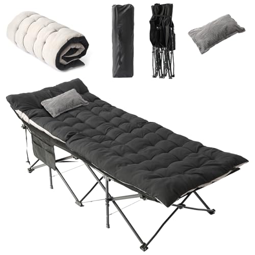 Flycoop Feldbett Klappbar mit Matratze und Kissen Campingbett 71cm/81cm Klappbett Camping Bett 204 kg Reisebett Erwachsene Gästebett für Garten Innen Outdoor Camping