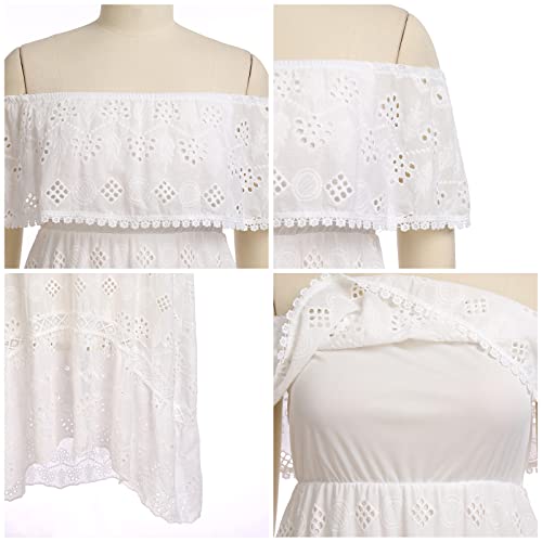 Image of ABOCIW Women's Boho Maxi Dress Lace Up Tassel V-Neck Flare Ruffle Fringed Beach Summer Dresses