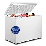14 Cu Ft Chest Deep Freezer, Large Chest Freezer with 7 Level Adjustable Temperature,Compact Freestanding Top-opening Deep Freezer with Removable Storage Basket, Wheels, White