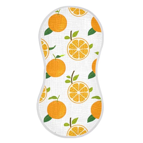 xigua Oranges Muslin Baby Burp Cloths Set of 2, Super Soft & Absorbent Burping Rags, Cotton Burp Clothes Shower Gift for Newborn, Baby Girls and Boys