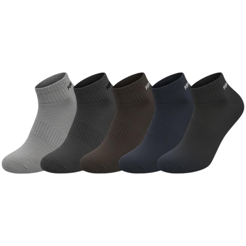 Cotton Blend Lowcut Socks for Men & Women | Anti-Odour, Reinforced Heel & Toe, Quick-Dry, Sports & Everyday Wear | 5 Colour Assorted Pack | Pack of 5-image-47