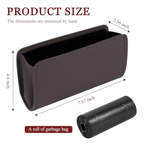 Image of Hovom Car Trash Can, Leather Waterproof Automotive Garbage Can with Trash Bag, Hanging Mini Vehicle Trash Bin, Small Auto Door Organizer Storage Pouch, Universal Car Accessories (Brown)