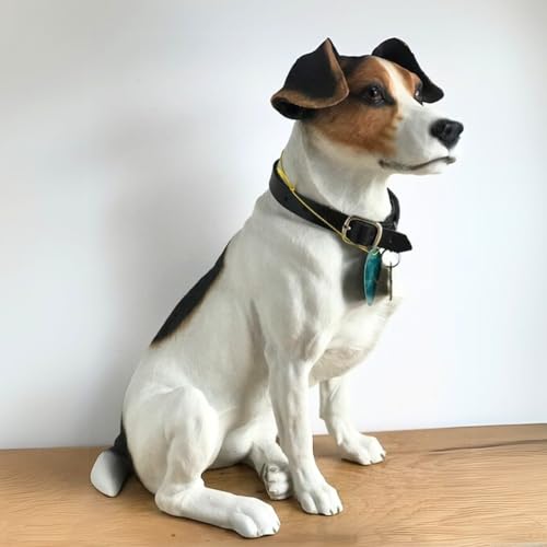 Image of Animal Crackers Realistic sitting Jack Russell Terrier ornament with collar, quality figurine from Leonardo, gift boxed, large (24cm high)