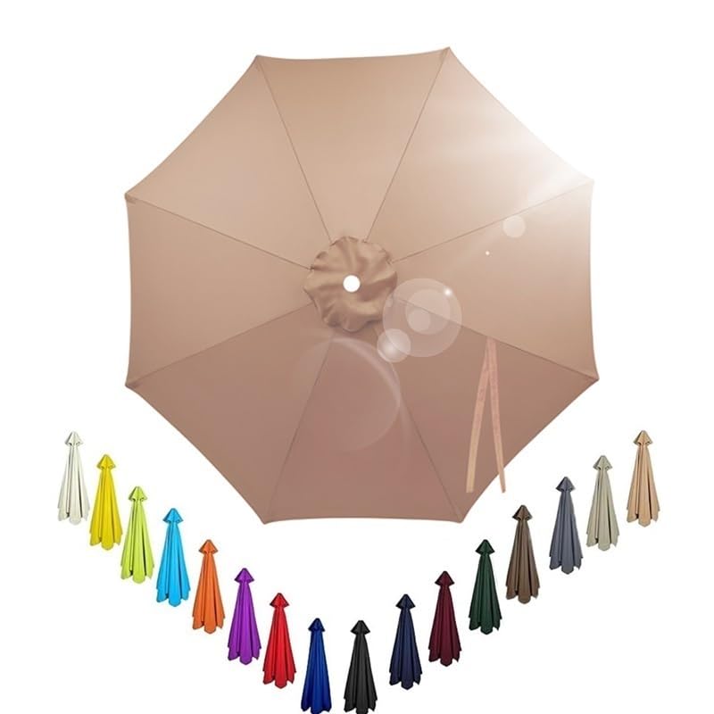 Waterproof Anti-UV 2m-4.0m Replacement Parasol Canopy, Garden Umbrella Replacement Cover For 6 Arms/8 Arms,UV30+ Patio Market Parasol Top(Champagne,(8Rib) 3.30m/10.8ft)