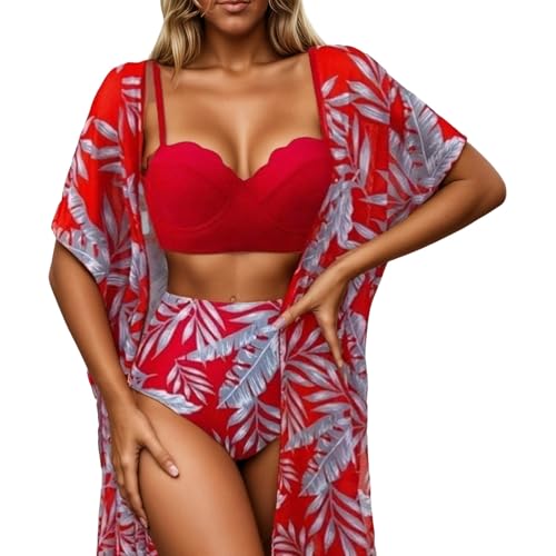 Bikini 2026 amincissant 3 pièces pour femme à motif floral élégant