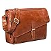 Produktbild STILORD 'Merlin' Vintage Leder Umhängetasche Damen Herren Klassische Aktentasche für Arbeit Büro große Unitasche mit 15.6 Zoll Laptopfach echtes Leder, Farbe:Cognac - glänzend