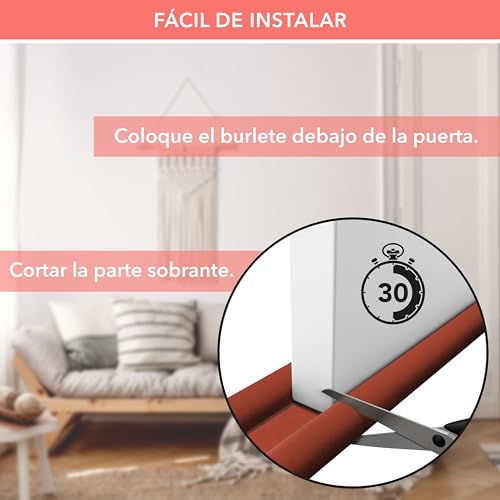 Burlete para puerta blindada marrón de 5 a 10 cm que evita corrientes 6