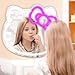 MCJSGSP Anime Hello Kit Cat Neon Sign Mirror L16.1 W14 Vanity Mirror with Lights Bedroom Wall Mirror for Pink Room Decor and a Makeup Mirror with Lights Teen Girl Gifts