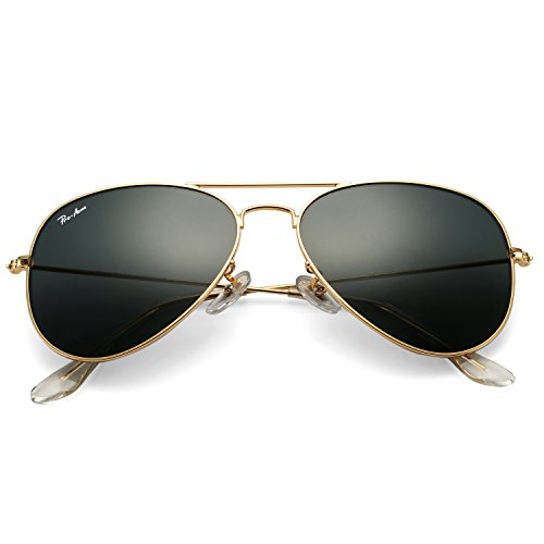 Pro Acme Classic Aviator Sunglasses for Women & Men Polarized Metal Frame UV400 Driver Sunglasses, 58 MM (Gold-Grey-Polarized)