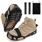Ice Snow Traction Cleats for Shoes and Boots Non-Slip Crampon Snow Cleats for Winter Walking on Snow and Ice Boots Cleats for Men Women Walking Jogging Hiking (24 Steel Crampons, Size L)