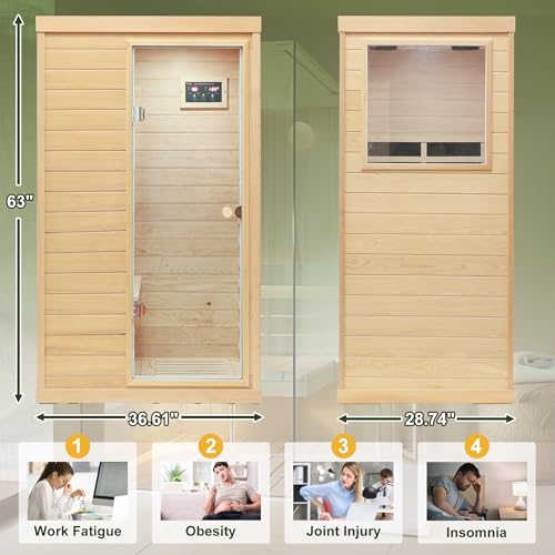 Hfyee LAWRENCE-SN-00005-LWJ Infrared Sauna Home Sauna Box 1 Person Infrared Sauna Dry Sauna Far Infrared Sauna Indoor Sauna Hemlock Mini Single Person Sauna thumb #2