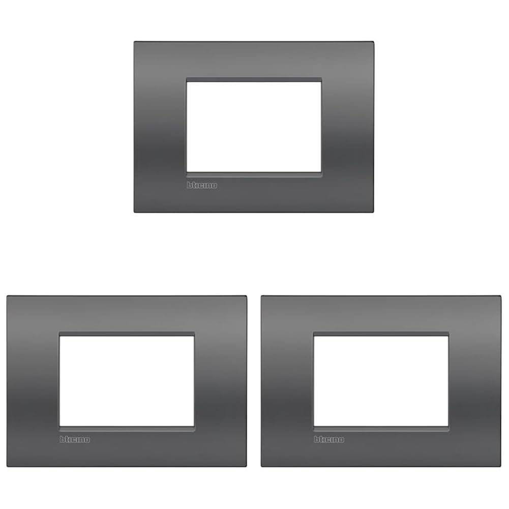 Bticino Placca Livinglight Air 3 Moduli, Grigio (Confezione da 3)