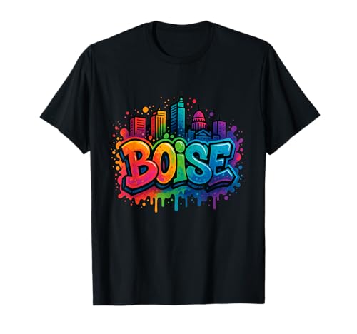Boise, Idaho Skyline Souvenir - Graffiti T-Shirt
