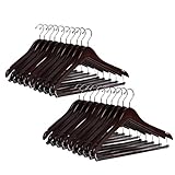 Quality Hangers Wooden Hangers Beautiful Sturdy Suit Coat Hangers with Locking Bar Chrome Hooks (20)