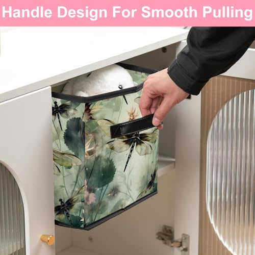 Panier de rangement pliable libellules G grand format textile - 6