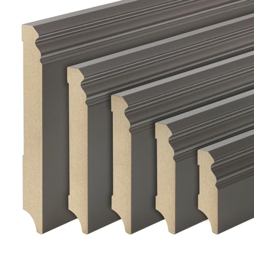 REESE | Sockelleisten | MDF Folie Dunkelgrau | Hamburger/Berliner Profil | Größe 60mm - 1 Stück / 2,3lfm