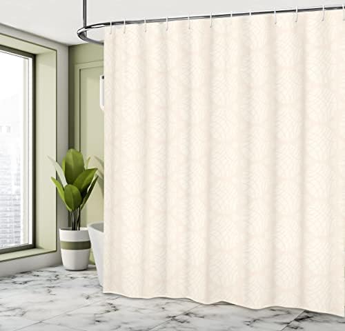 ABAKUHAUS Ivory Shower Curtain, Abstract Soft Pastel Colored Circular Round Shapes Pattern Simplistic and Design, Cloth Fabric Bathroom Decor Set with Hooks, 70 Inches, Cream