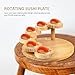 Hemoton Solid Wood Rotating Sushi Plate 11.6 Inch Creative Sushi Serving Tray with Multi-Step Design for Home Dining and Restaurant Use