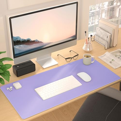 Leather Desk Pad Protector, Mouse Pad, Non-Slip Computer Mat for Desk, PU Leather Office Desk Mat for Home & Office, Waterproof Laptop Desk Blotter for Keyboard and Mouse, Taro Purple (15.7\'\'X31.5\'\')