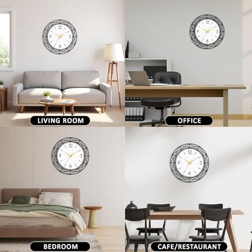 Image of Wall Clock Stylish Metal Analog Wall Clock for Living Room, Bedroom, Office, Kitchen, Home and Hall | Antique Fancy Big Size Modern Wall Watch (Black ST-61, 60 CM)