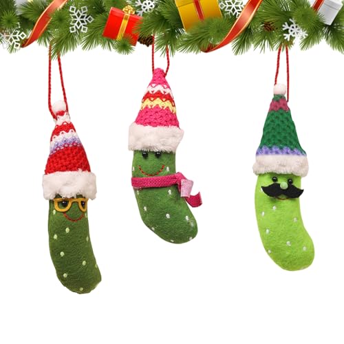 3pcs Weihnachtsgurke, Christbaumschmuck Gurke, Mini-Plüsch Pickle...