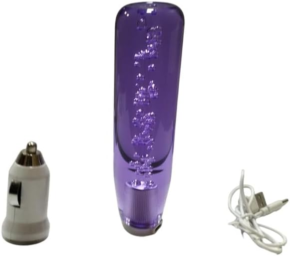 Autotrends Car Luminous Crystal Shift Knob RGB Colorful Universal LED Crystal Bubble Gear Stick Drift Shift Knob With Power Cable Cigarrette Plug Adapter And 3 Threaded adapter (Purple, 15 CM)