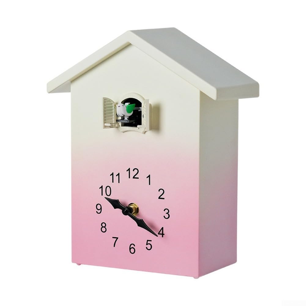 Moderno orologio a cucù da parete con controllo del volume (rosa)