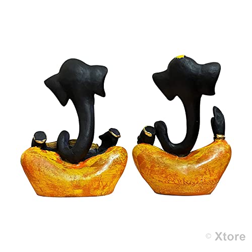 Image of Xtore Resin Floating Ganesha Statues Decorative Showpiece | Spreads Positive Vibes (Pack of 2, Black & Yellow)