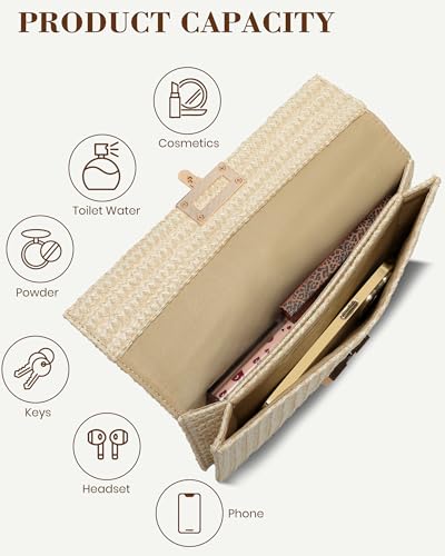 Loiyadn Straw Purse - Clutch Purses for Women Summer, Woven Beach Bags for Women Crossbody Shoulder Handbag — view 6